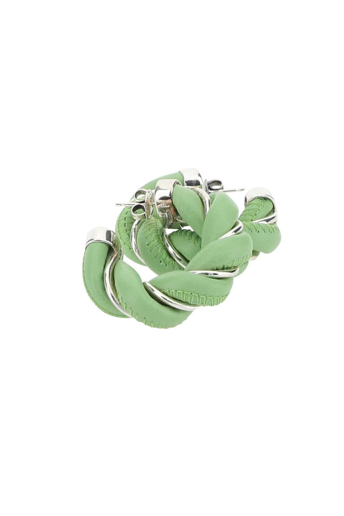 Bottega Veneta Green Enamel Hoop Earrings