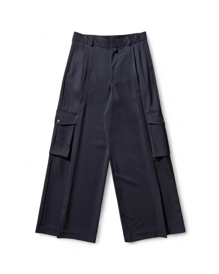 Dries Van Noten Wide Wool Cargo Pants Navy 251 020915 1176 509