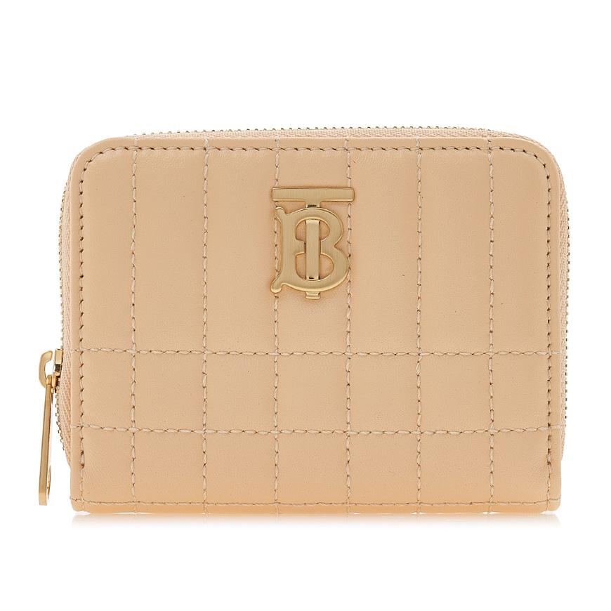 BURBERRY Lola Zip Card Wallet Leather Beige Women’s