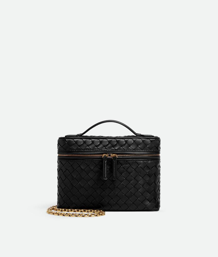 Bottega Veneta Intrecciato Small Soft Vanity Bag Black Crossbody