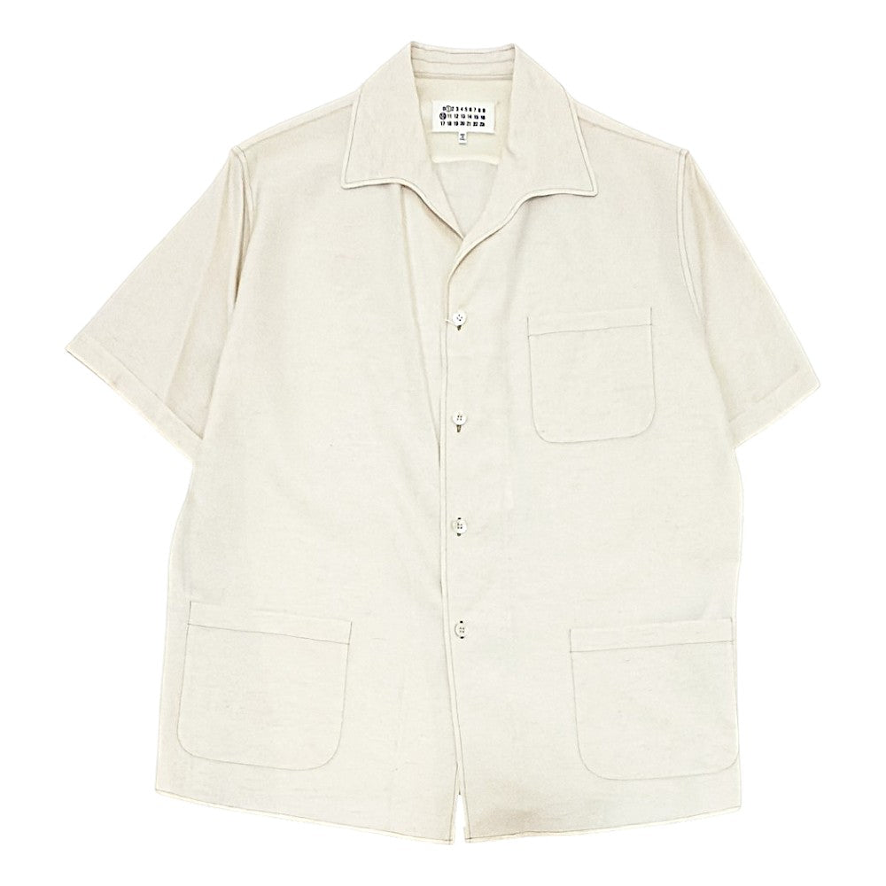 Maison Margiela Stitch Logo Rayon Twill Short Sleeve Shirt Black