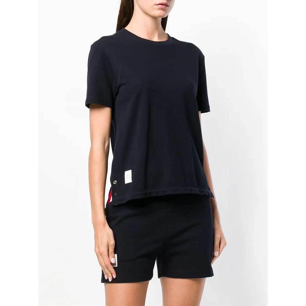 THOM BROWNE Classic Piqué Stripe Short Sleeve T-Shirt Navy