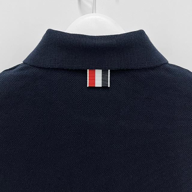 THOM BROWNE Classic 4-Bar Armband Piqué Polo T-Shirt Navy