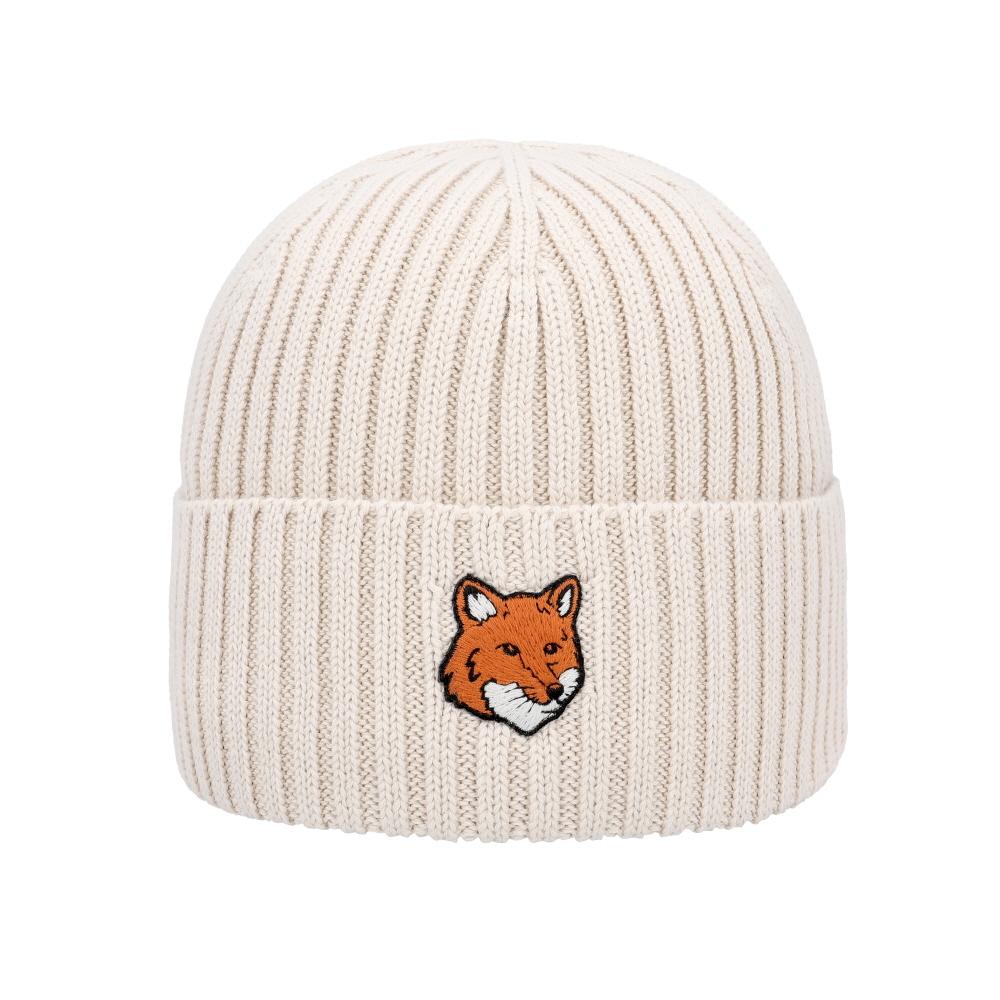 Maison Kitsune Fox Head Patch Beanie Navy Knit Women’s PM06111 KT1140 P205
