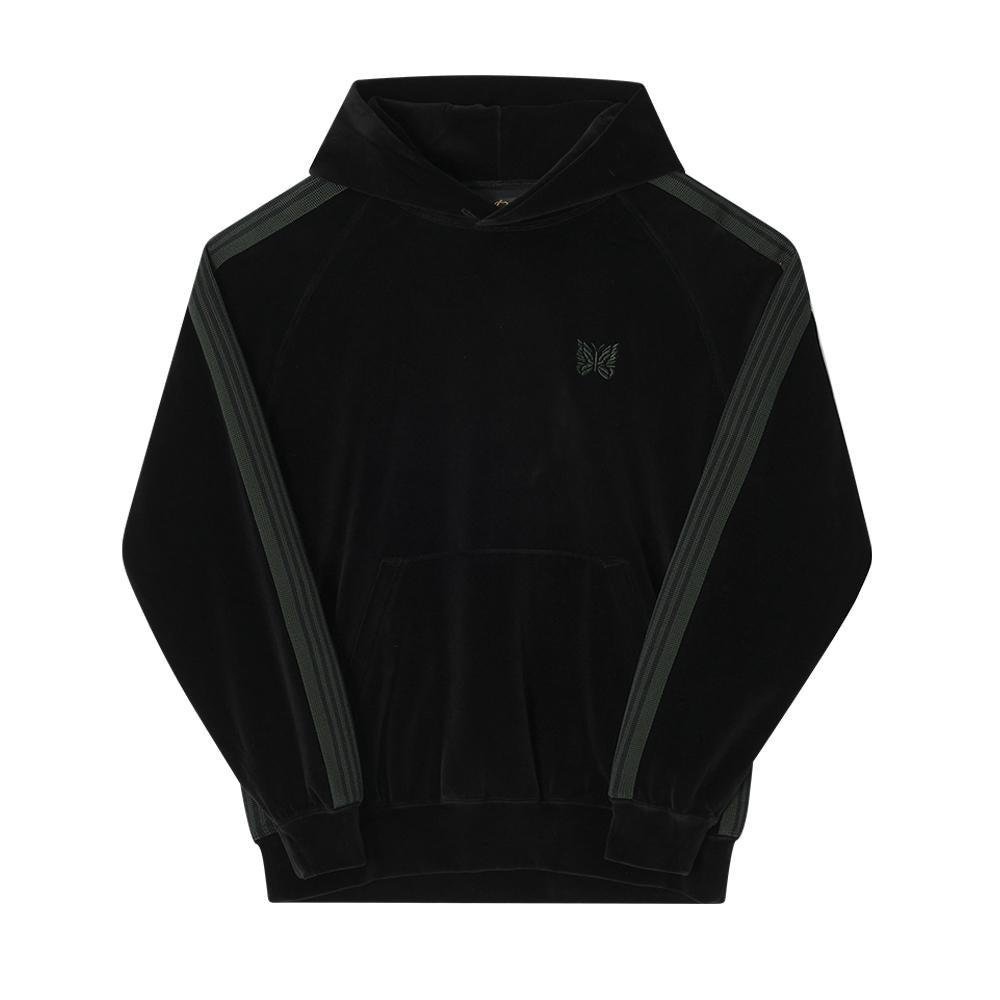 NEEDLES CBlack Velour Track Hooded Sweatshirt for Men PU279 C Black