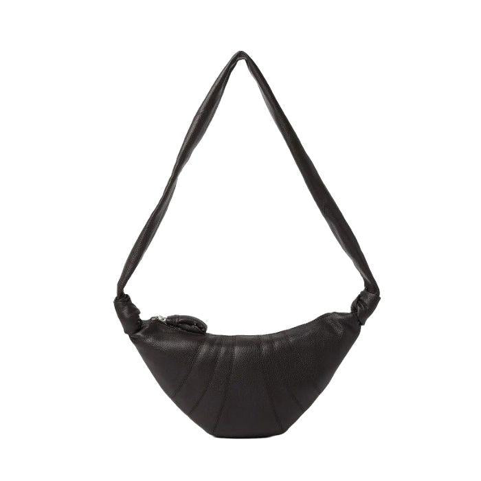 Lemaire Unisex Small Croissant Crossbody Shoulder Bag Black Leather