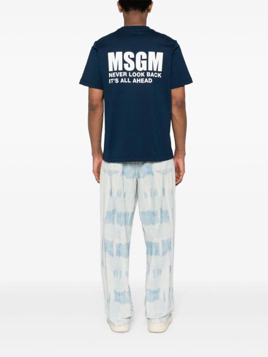 MSGM Navy Short Sleeve T-Shirt for Men 3640MM13024700289