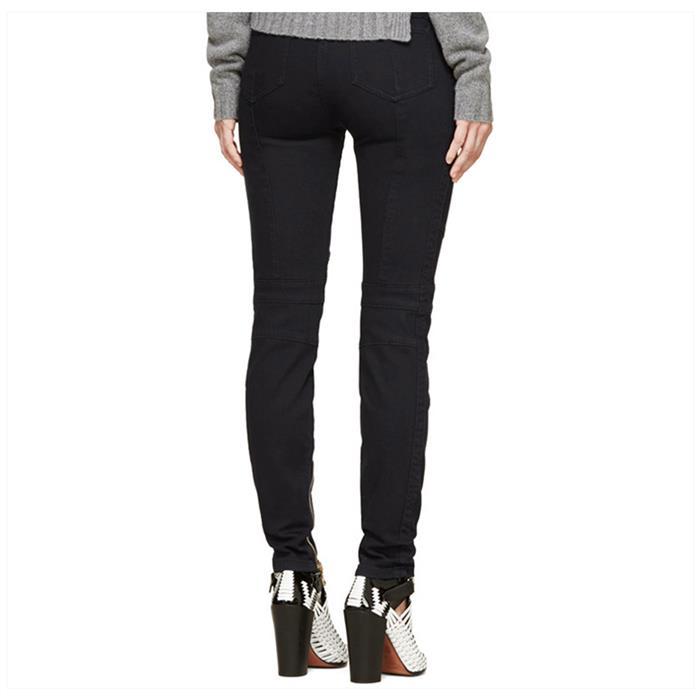 Balmain Women’s Black Biker Pants with Gold Zipper 5455 161N C0100
