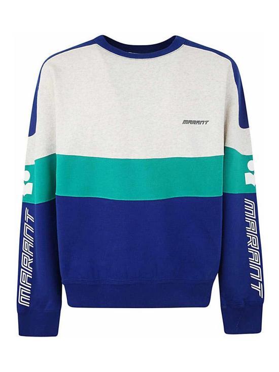 Isabel Marant Long Sleeve Sweatshirt Top for Men SW0087HAB1M02H30BU BLUE DOM