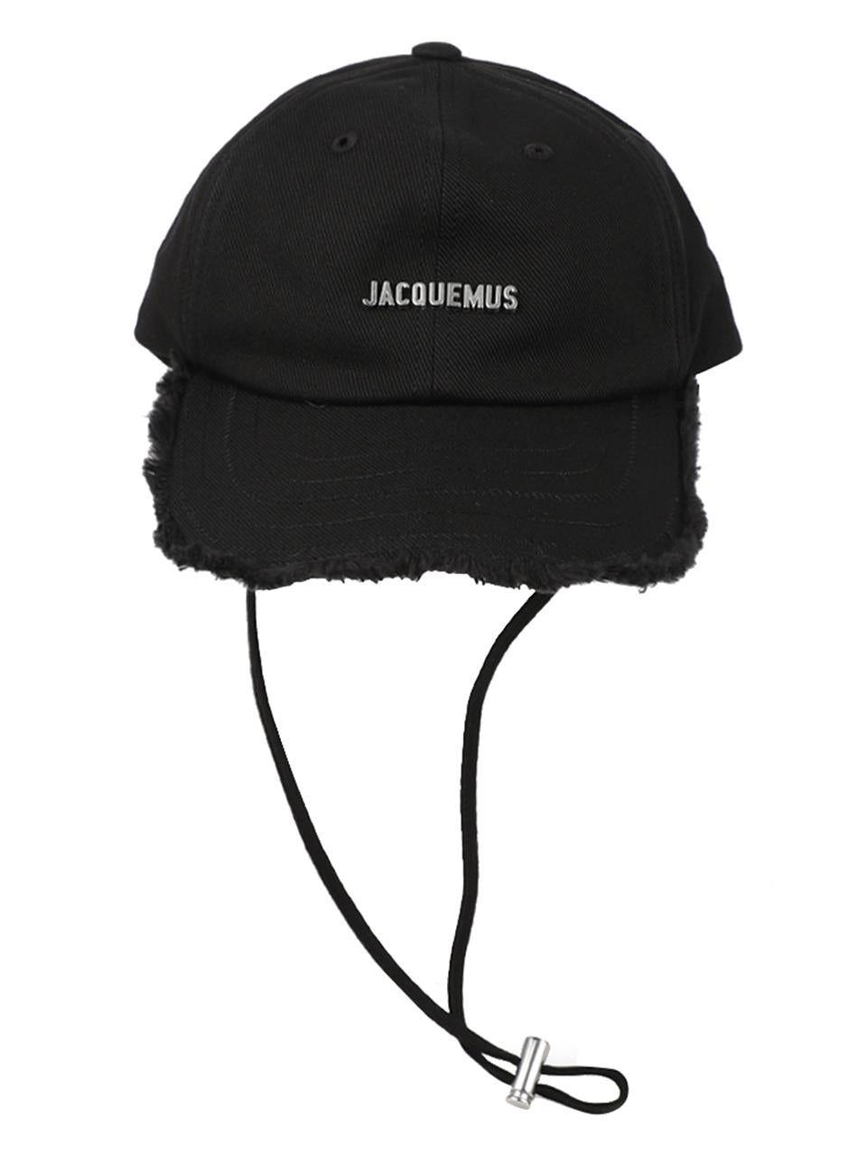 JACQUEMUS Fringe Baseball Cap Black Cotton Hat ACU00452 AW00092 990