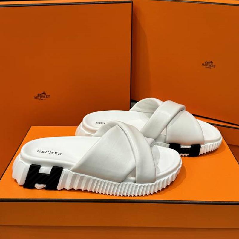 HERMES White Black Calfskin Infra Sandals Low-Top Sneakers