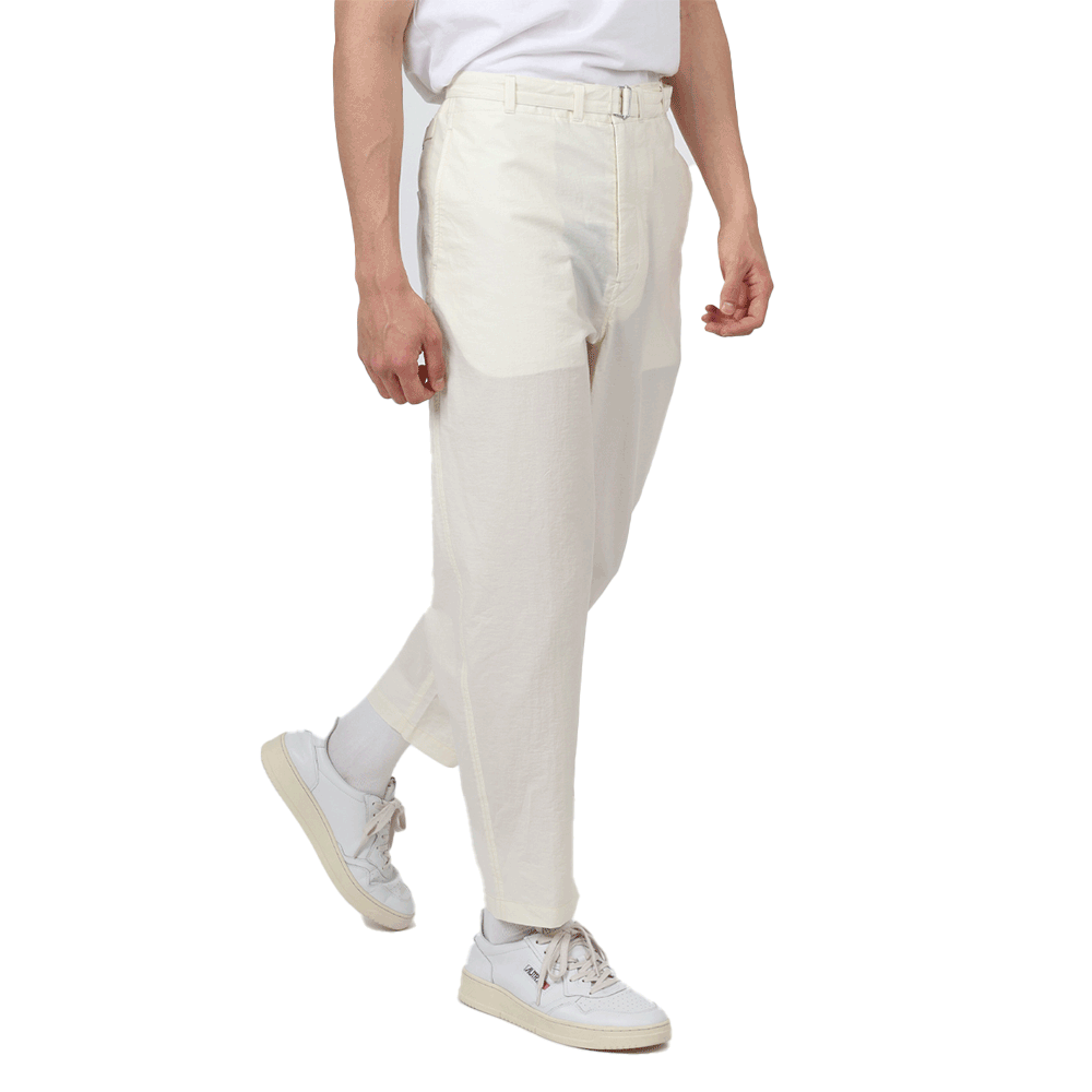 Lemaire Men’s Belted Carrot Pants Classic Trousers Black Cotton
