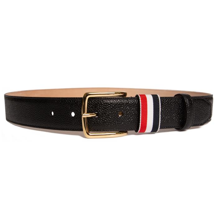 THOM BROWNE Black Pebble Leather Belt 35mm