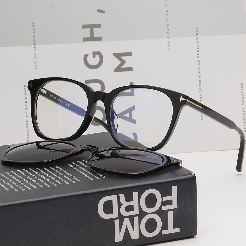 TOM FORD Clip-On Blue Light Blocking Square Eyeglasses Frame Unisex TF6052DB 001