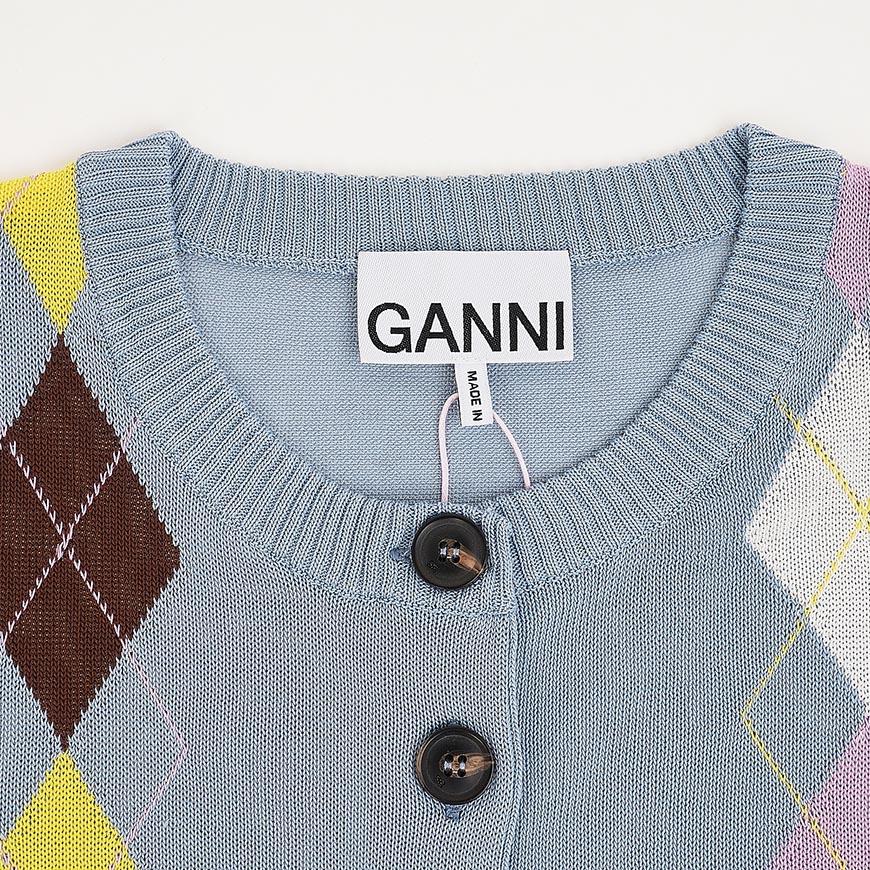 GANNI Women’s Cotton Argyle Cardigan A1160009 326