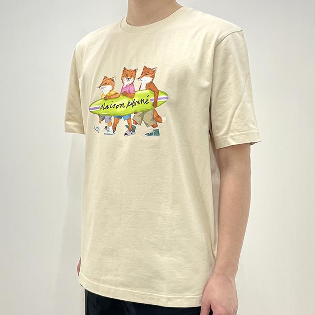 Maison Kitsune Surfing Fox Comfort Short Sleeve T-Shirt Paper