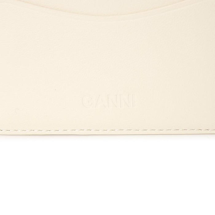 GANNI Leather Card Holder Wallet Beige