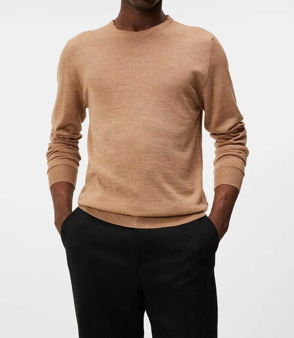 J LINDEBERG Men’s Lightweight Merino Knit Zip-Up Sweater Khaki