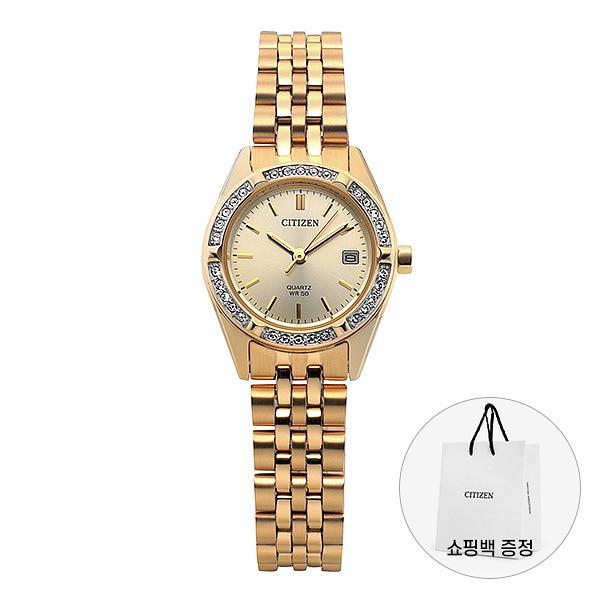 CITIZEN Gold-Tone Dial Fabric Strap Women’s Watch EU6062 50P