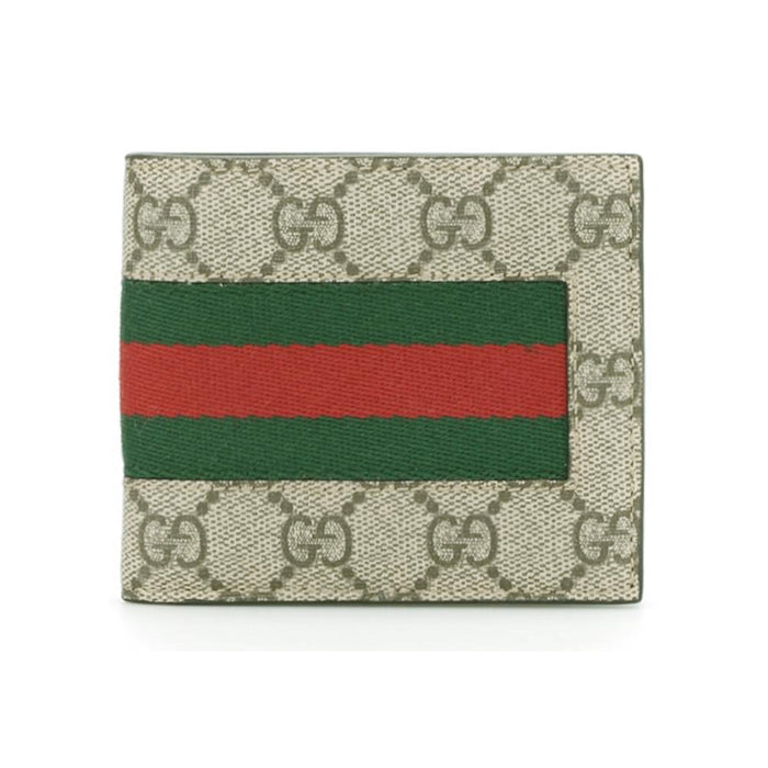 GUCCI Beige GG Supreme Web Bifold Wallet 408827 KHN4N 9791