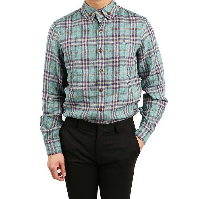 Vivienne Westwood Men’s Check Linen Long Sleeve Shirt S25DL0456