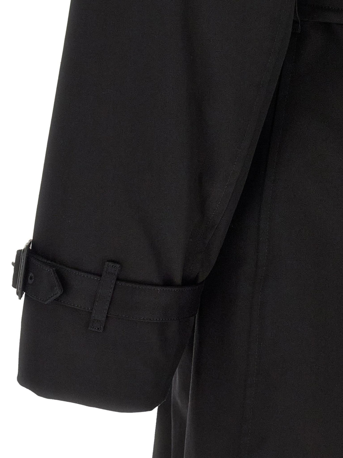 BURBERRY Black Cotton Gabardine Double-Breasted Trench Coat