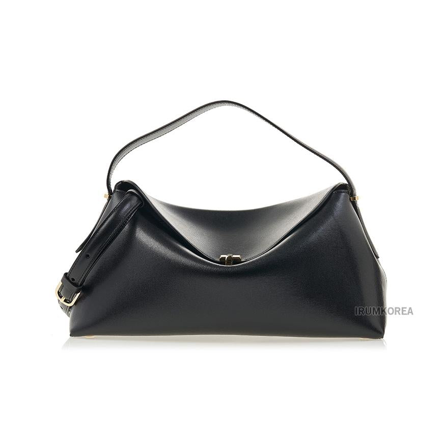 Toteme T-Lock Top Handle Tote Bag Black Leather Women’s Tote 234 WLGBG417 LE0025
