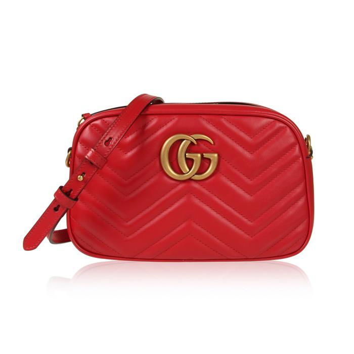 GUCCI GG Marmont Small Shoulder Bag Crossbody Pink Leather