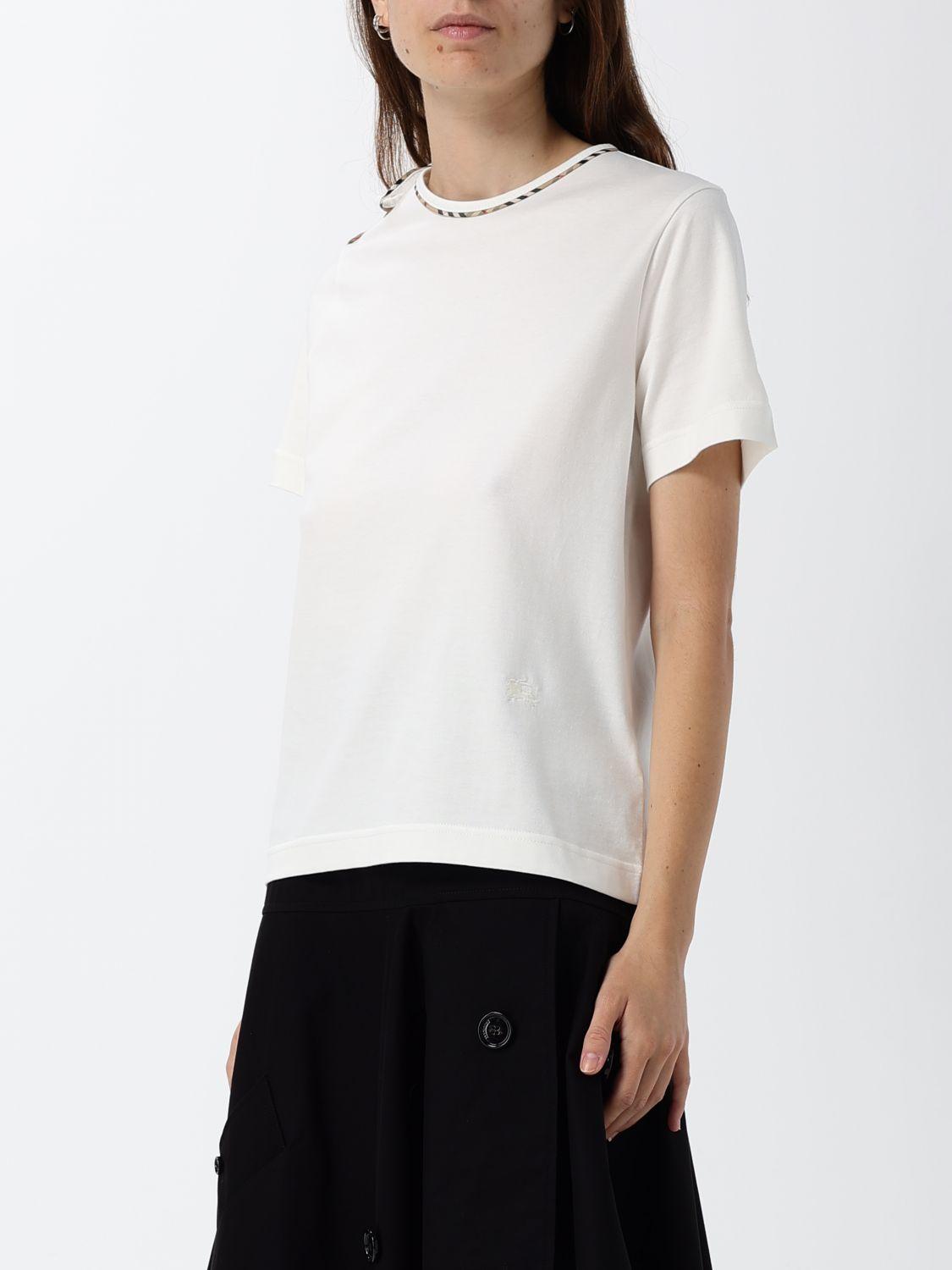 BURBERRY Short Sleeve Cotton T-Shirt White Women’s