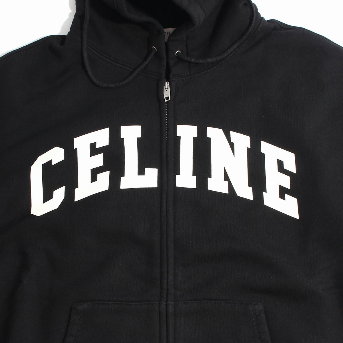 CELINE Logo Cotton Zip Hoodie Black Unisex