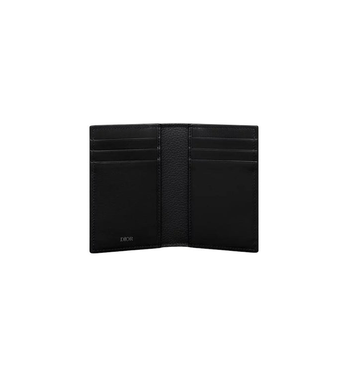 DIOR Saddle Vertical Bifold Card Wallet Black Leather