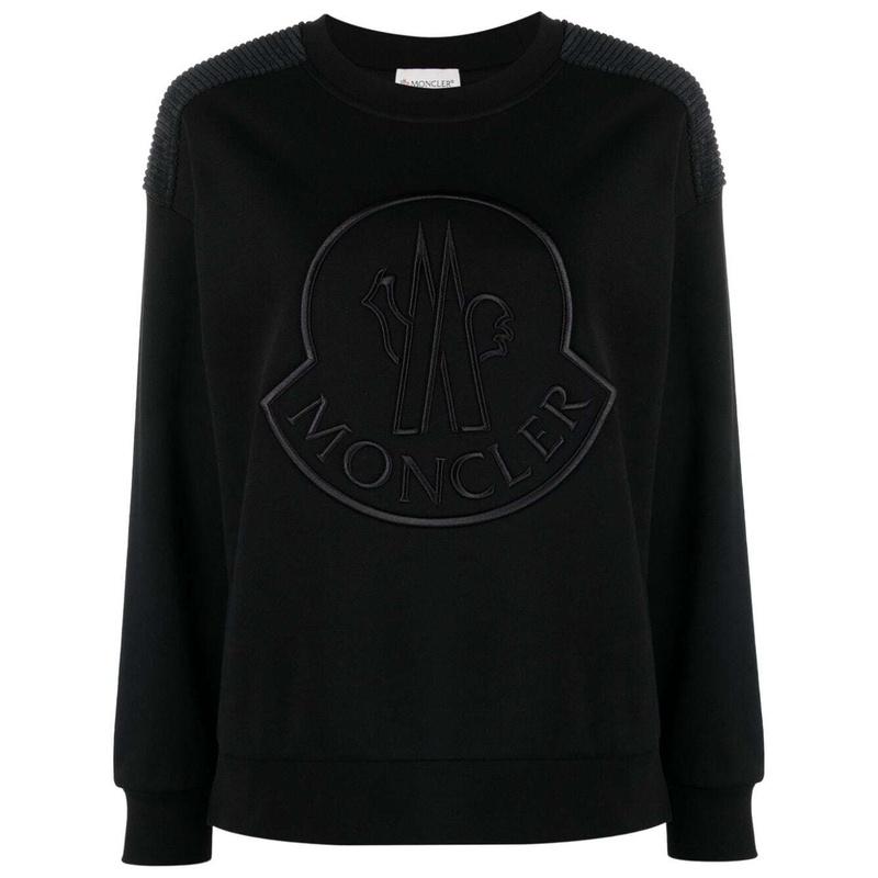 Moncler Logo Crewneck Sweatshirt Black Women’s Cotton