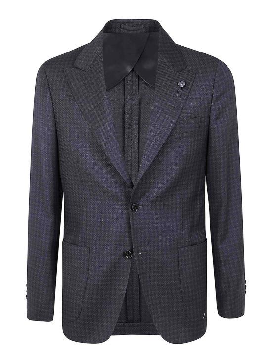 LARDINI Men’s Wool-Blend Tailored Jacket CN688AE AAIF65515 950BL NERO DOM