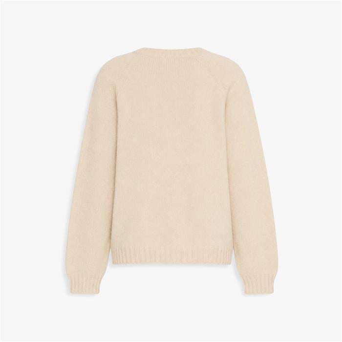 Max Mara Alpaca Blend Round Neck Knit Sweater Ivory