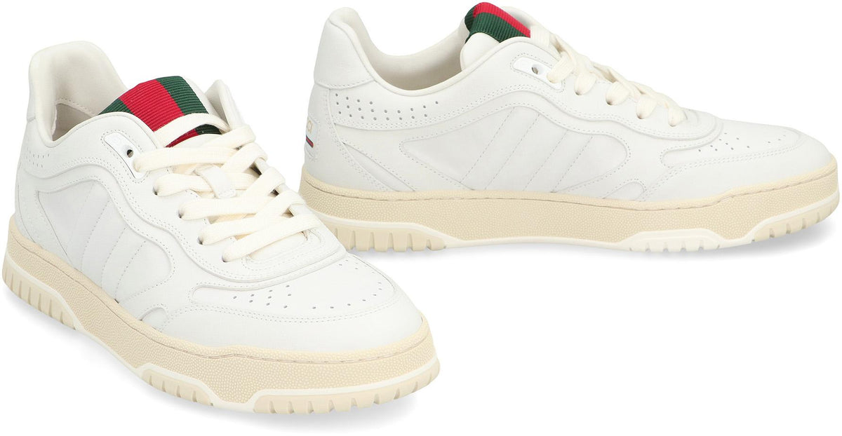 GUCCI White Leather Low-Top Sneakers
