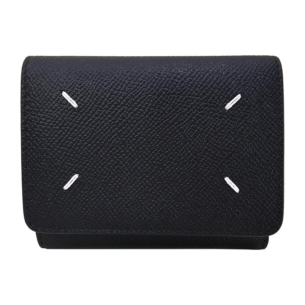 Maison Margiela Women’s Tri-Fold Leather Wallet Black