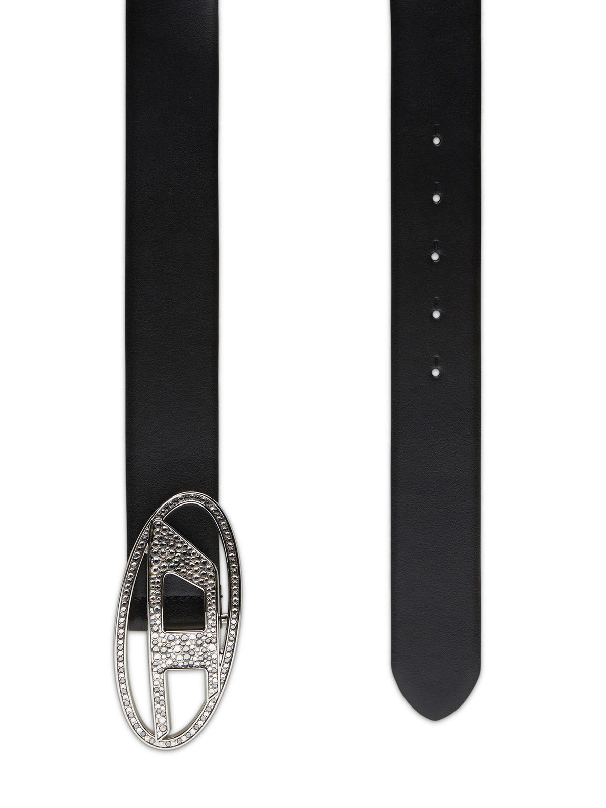 DIESEL Leather Belt for Women Black Fastening Buckle