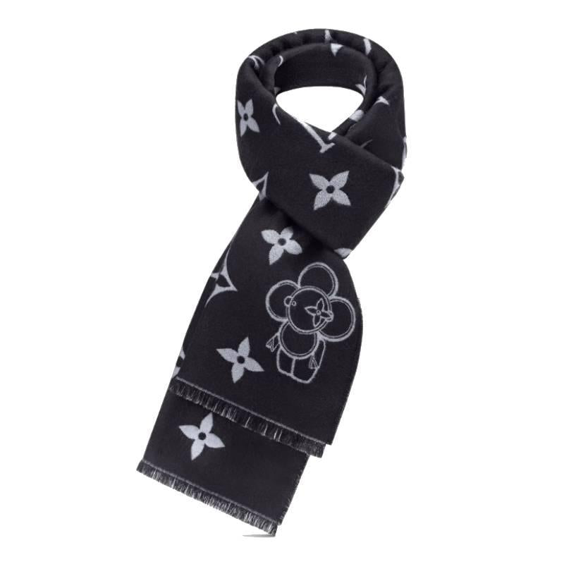 Louis Vuitton Monogram Vivienne Wool Scarf Dark Gray Unisex