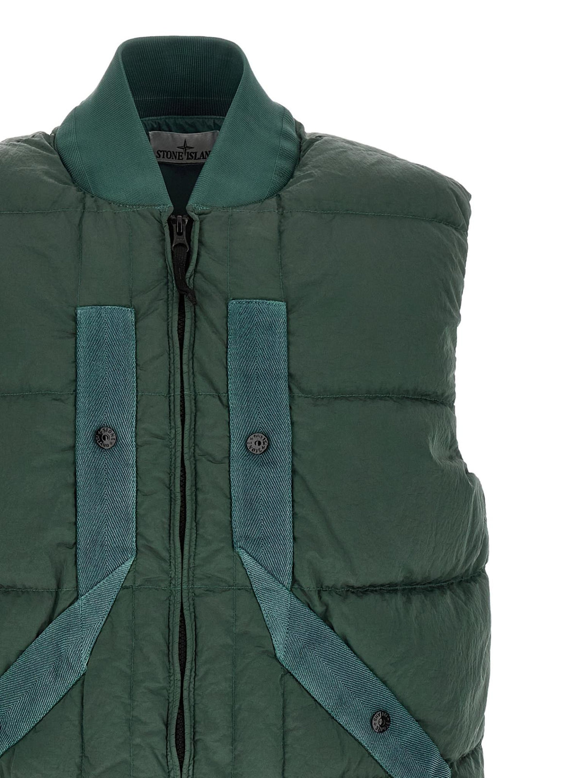 STONE ISLAND Black Nylon Down Puffer Vest for Men