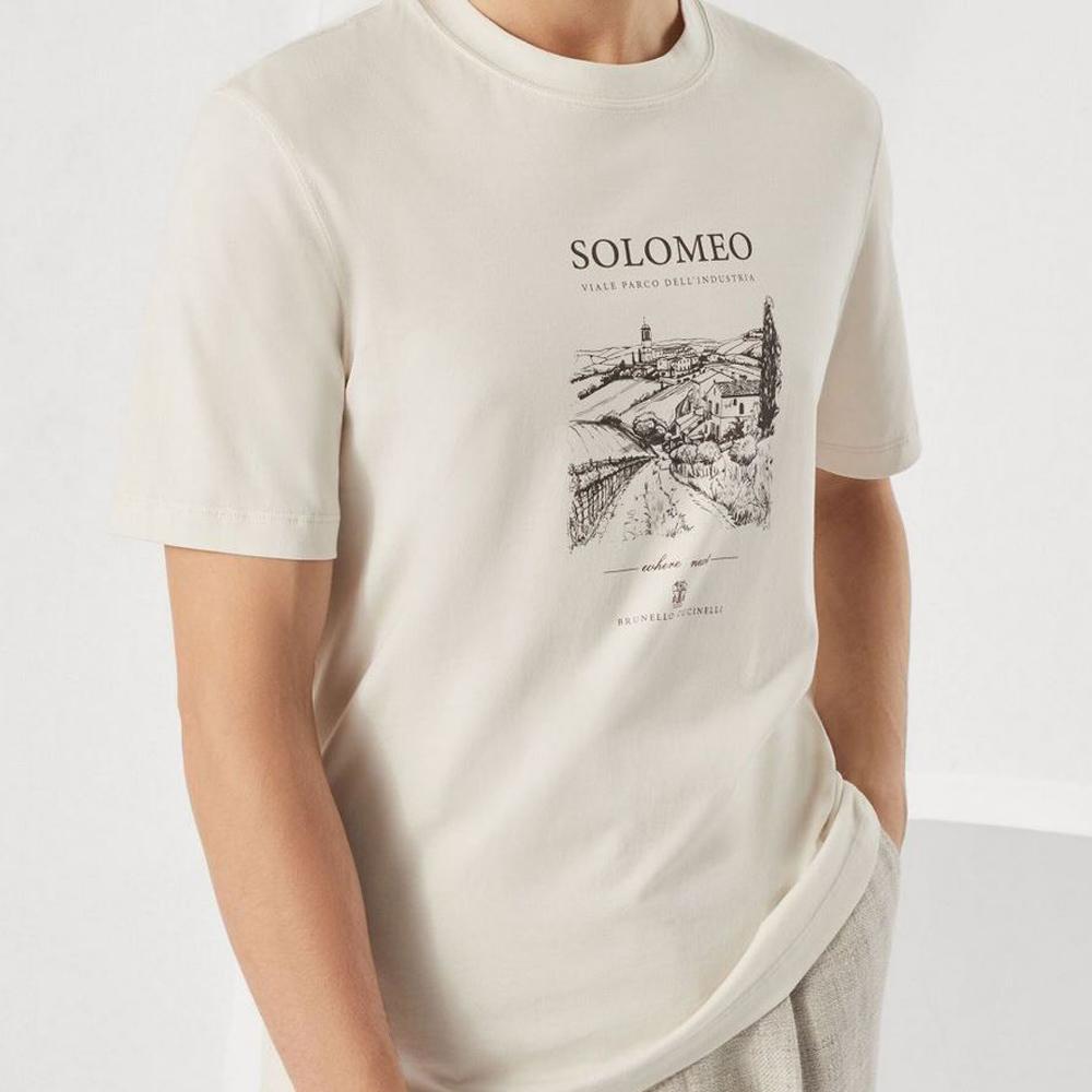 Brunello Cucinelli Cotton Jersey Solomeo T-Shirt Panama Unisex