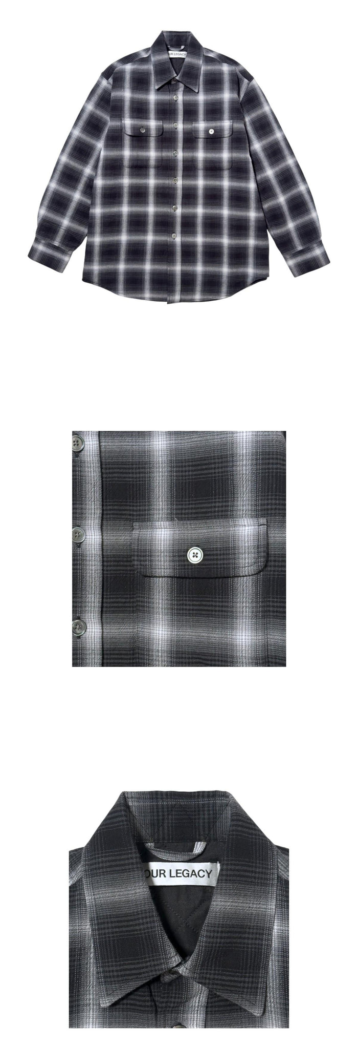 OUR LEGACY Padded Moss Shadow Trial Check Long Sleeve Shirt