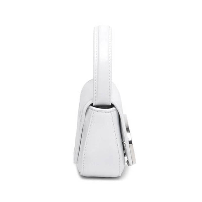 DIESEL White Leather 1DR Mini Plaque Crossbody Bag Handbag
