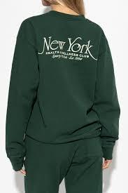 SPORTY&RICH Long Sleeve Sweatshirt Top ST071506034GR10 FOREST CREAM DOM