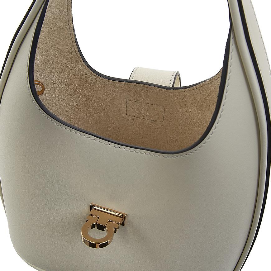 Ferragamo Gancini Soft Mini Tote Bag Mascarpone Calf Leather 0764456 1