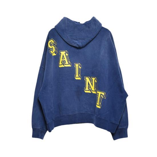 SAINT MICHAEL Cotton Fleece Pullover Hoodie for Women SMYS10000044 NAVY DOM
