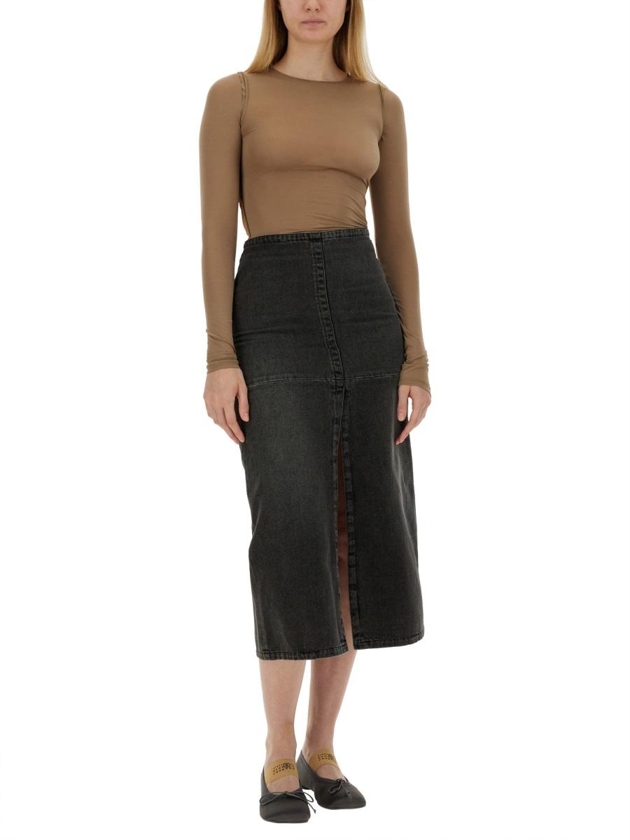 Maison Margiela Black Wool Blend Midi Skirt
