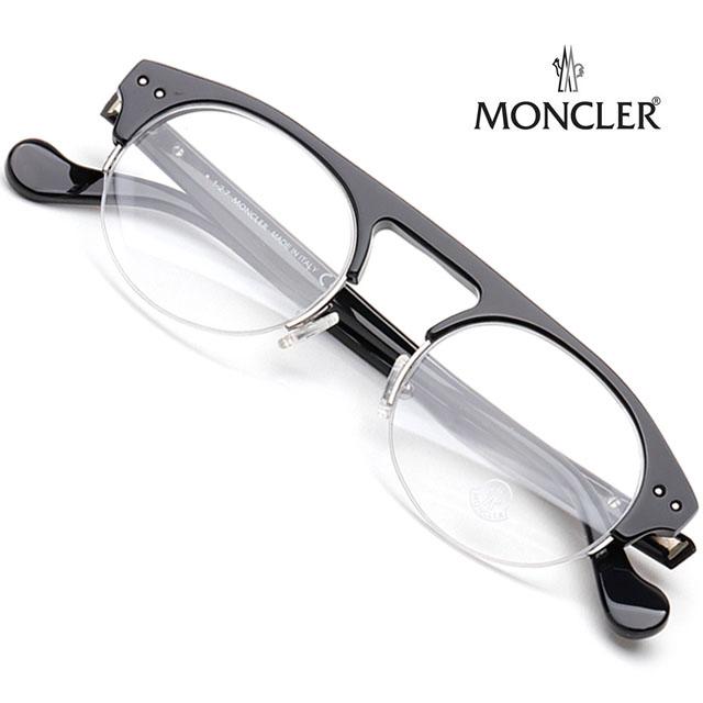 Moncler Black Semi-Rim Retro Acetate Eyeglass Frame Unisex