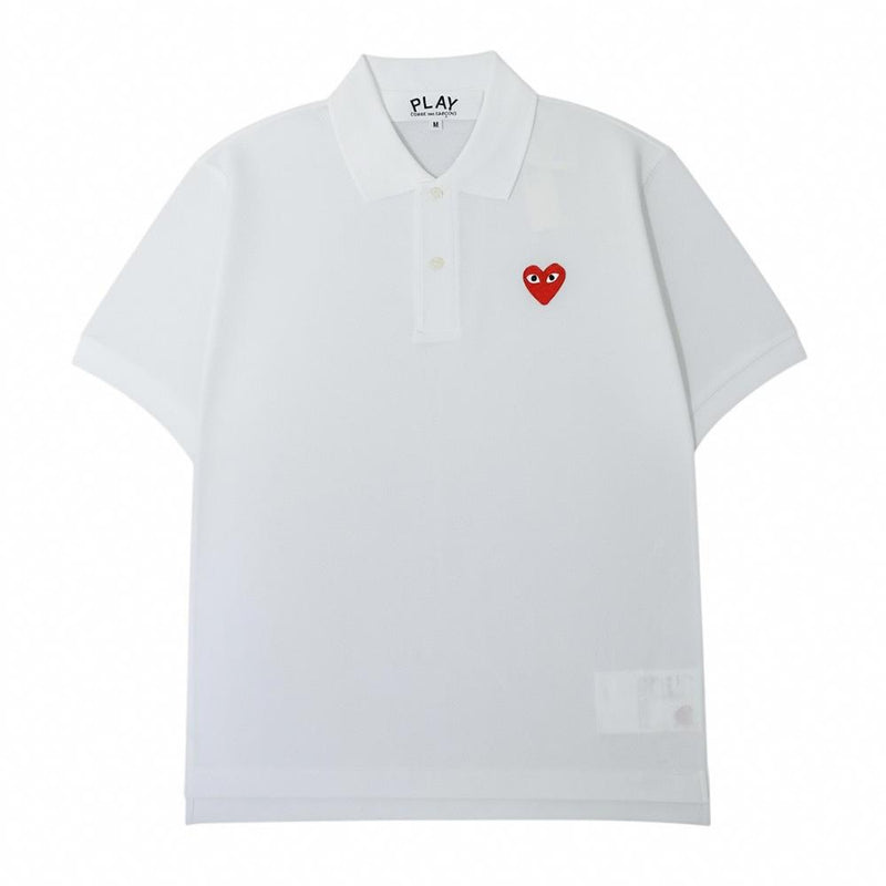 Comme des Garcons Red Heart Patch Men’s Short Sleeve Polo Shirt