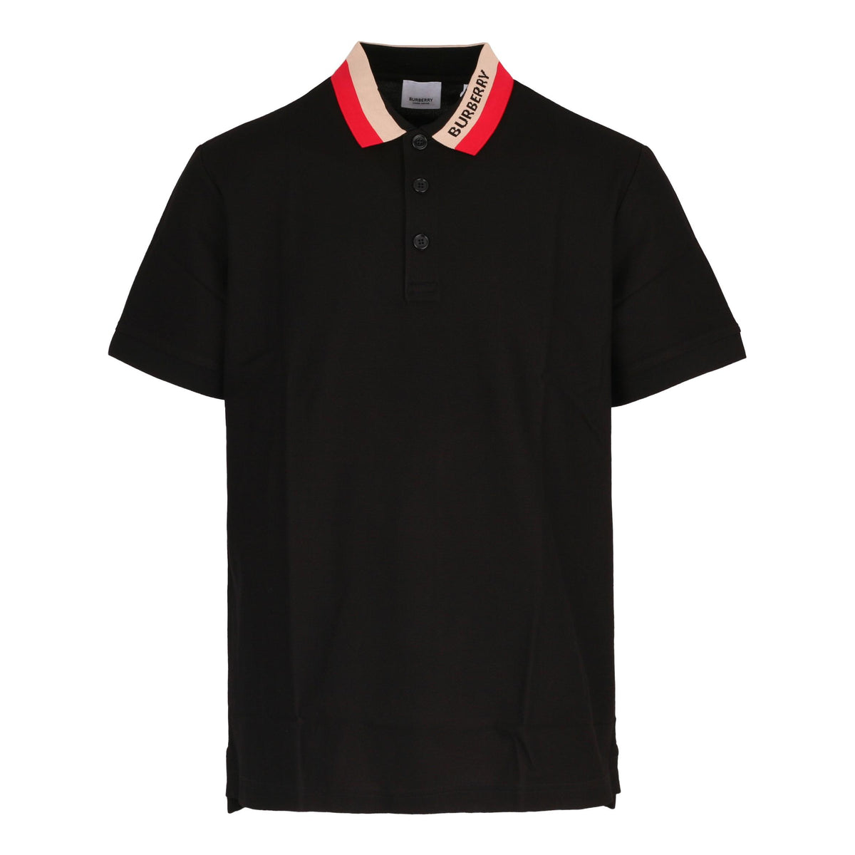 BURBERRY Black Cotton Short Sleeve Polo Shirt