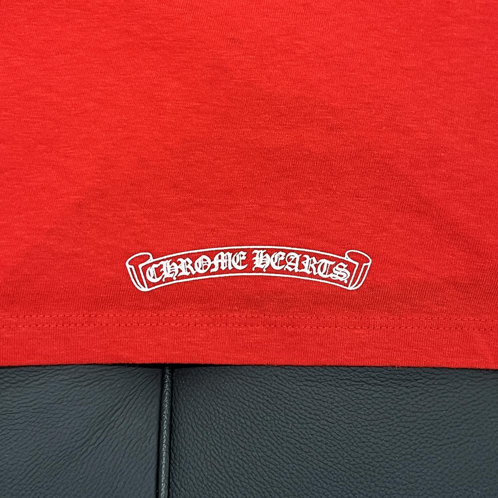 Chrome Hearts Red White Horseshoe Roller Skates Ringer Short Sleeve T-Shirt